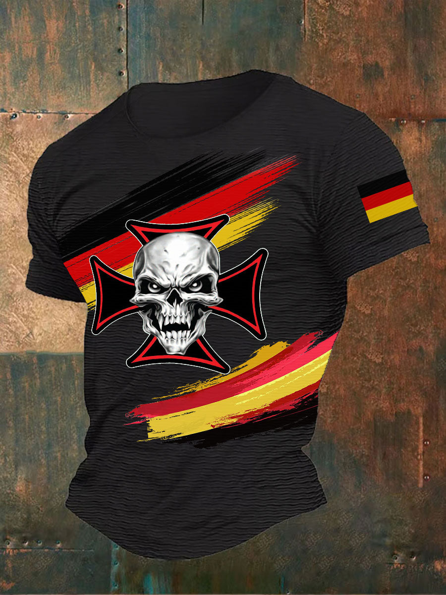 Männer Eisernes Kreuz Schädel bedrucktes T-Shirt