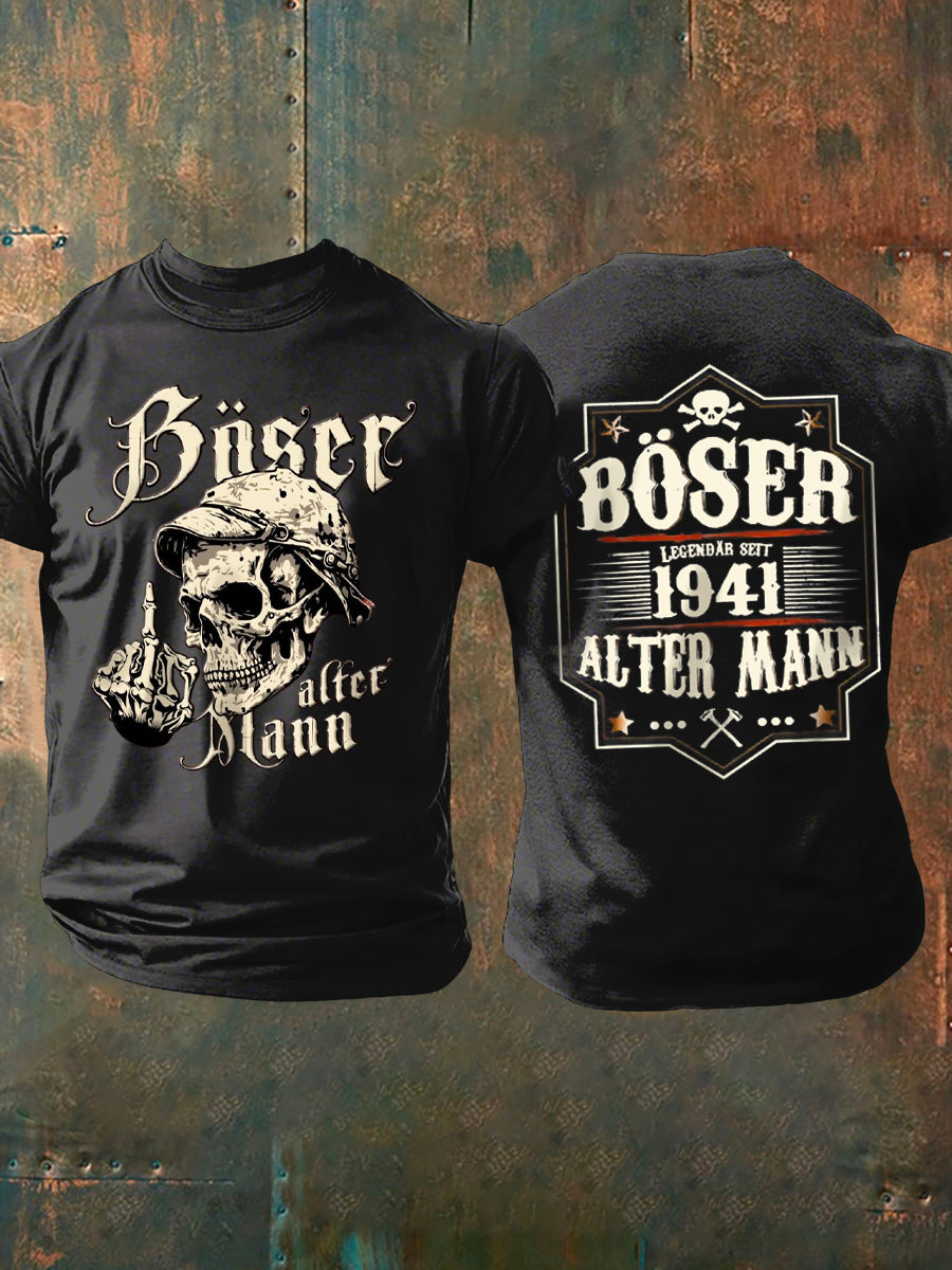 Herren Böser Alter Mann bedrucktes Kurzarm-T-Shirt