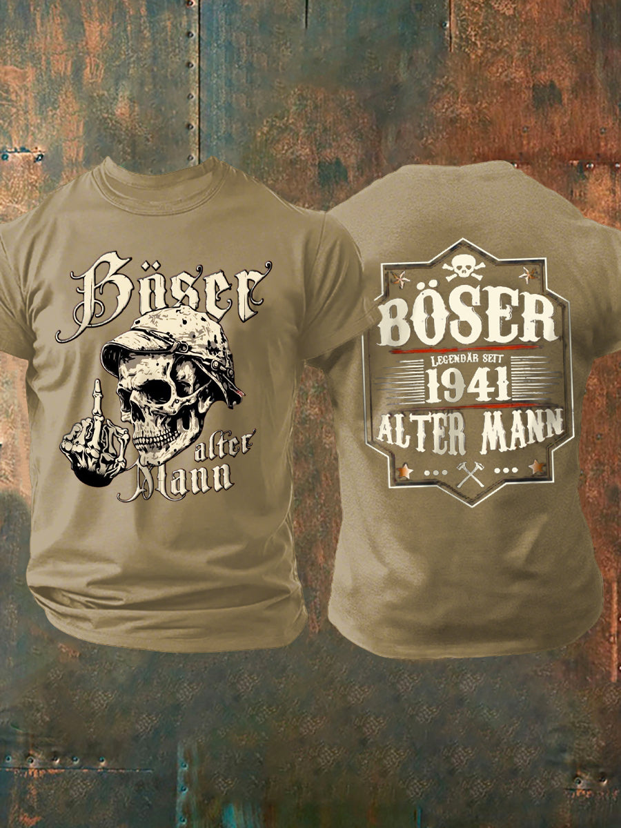 Herren Böser Alter Mann bedrucktes Kurzarm-T-Shirt