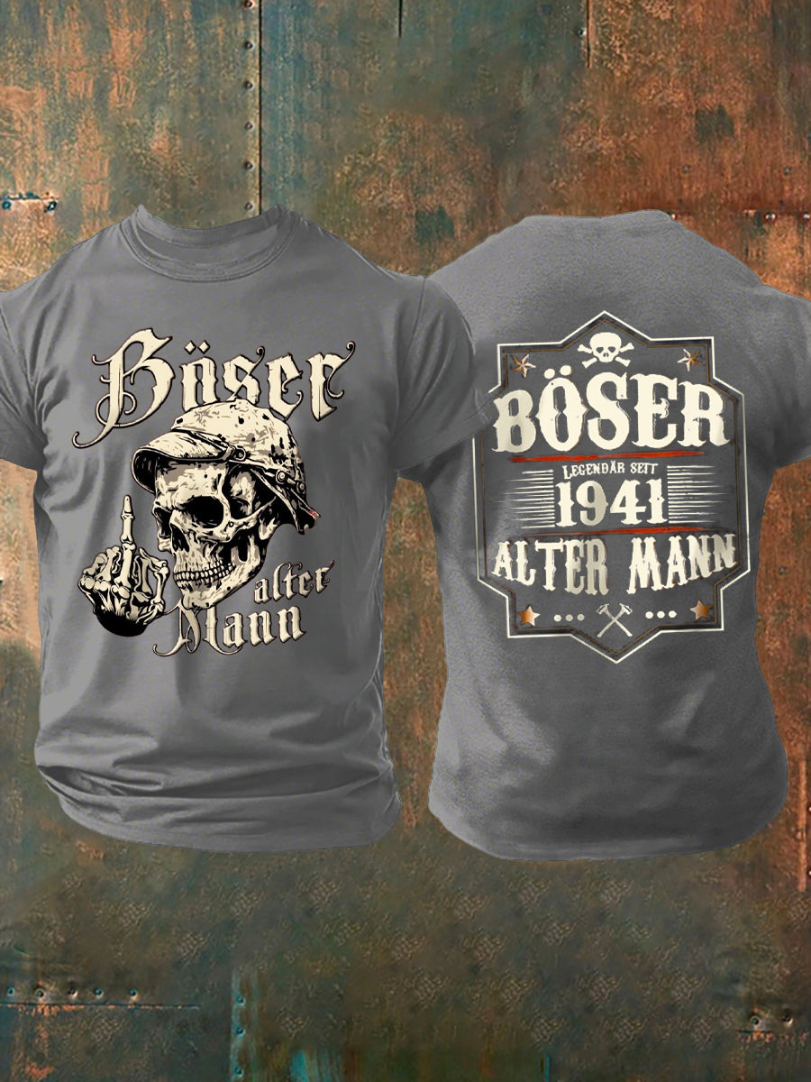 Herren Böser Alter Mann bedrucktes Kurzarm-T-Shirt