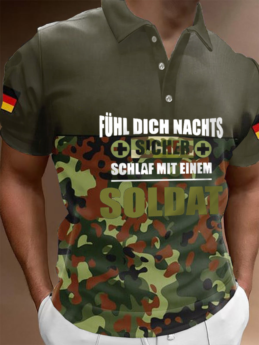 Männer Deutschland stolz bedrucktes Kurzarm-Polos hirt