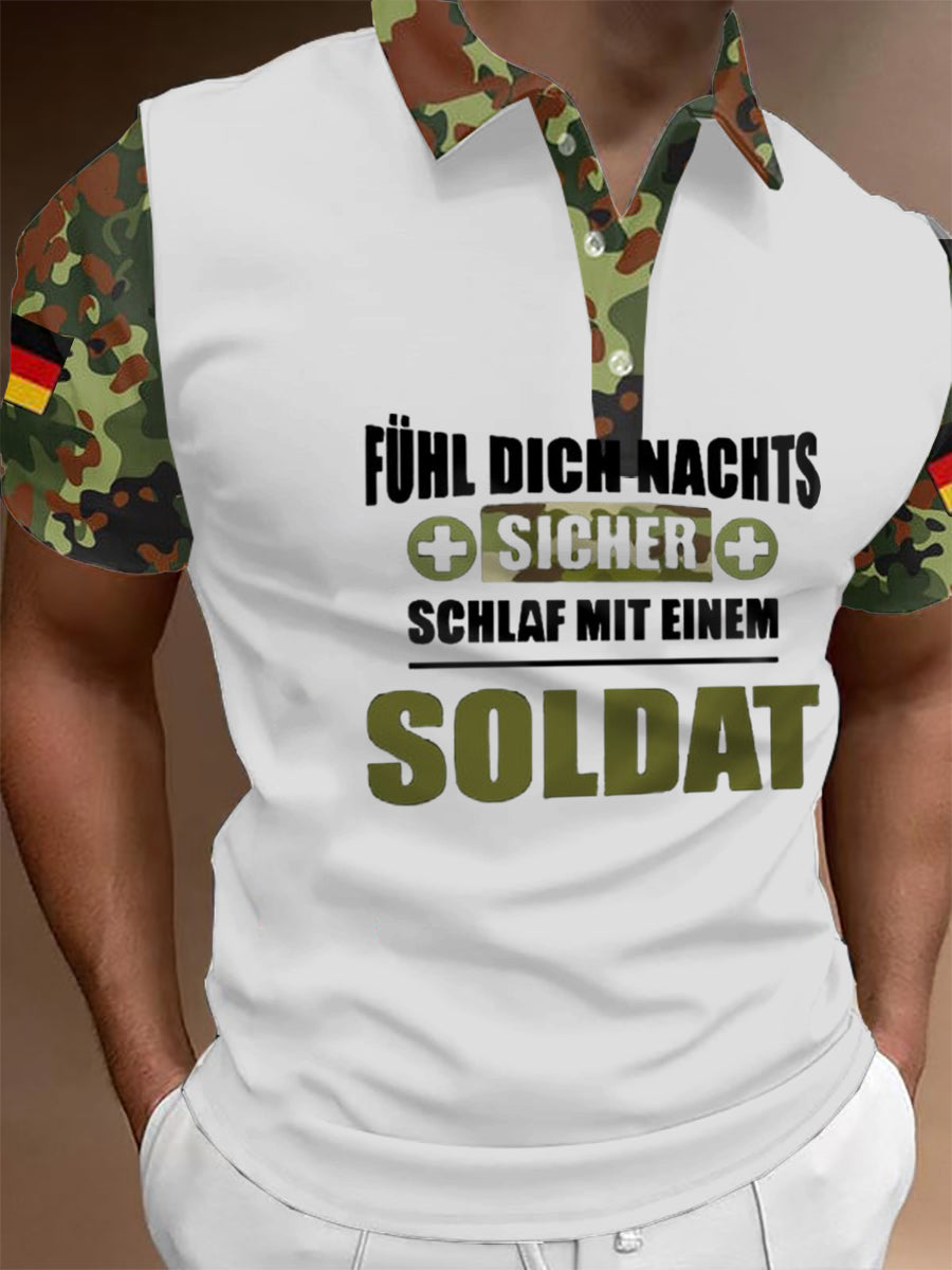 Männer Deutschland stolz bedrucktes Kurzarm-Polos hirt