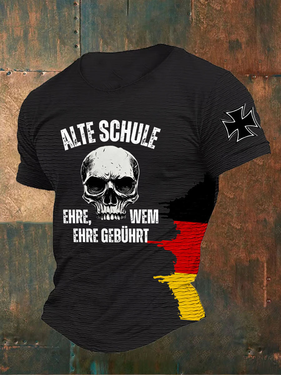 Herren Alte Schule: Bedrucktes T-Shirt Ehre, wem Ehre gebührt