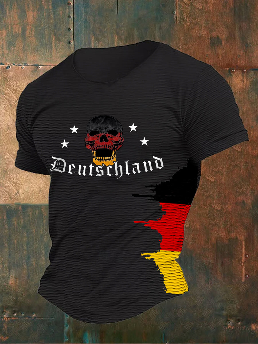 Deutschland-Schädel bedrucktes Kurzarm-T-Shirt für Männer