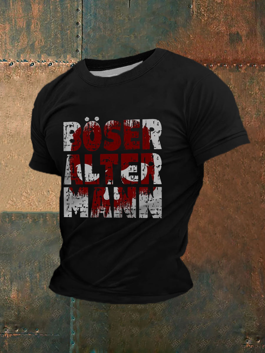 Herren Deutschland Böser Alter Mann bedrucktes Kurzarm-T-Shirt