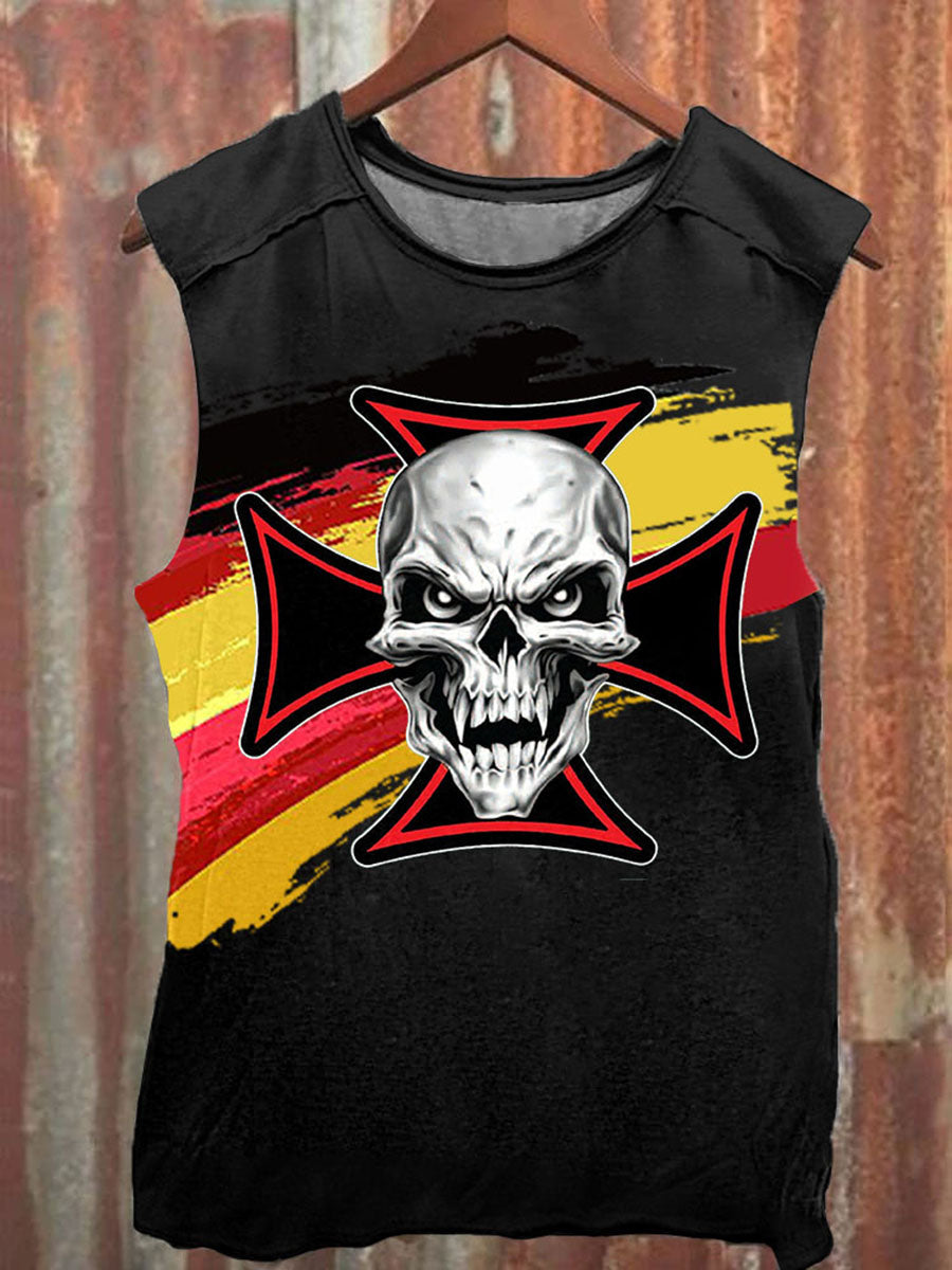Herren Eisernes Kreuz Schädel bedruckte Weste