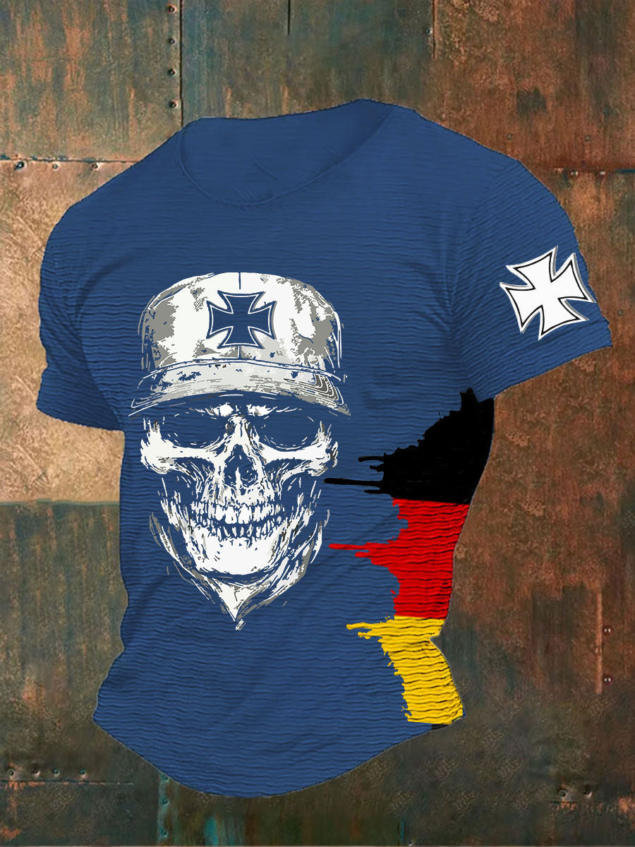 Männer Deutsches Eisernes Kreuz Schädel Print T-Shirt