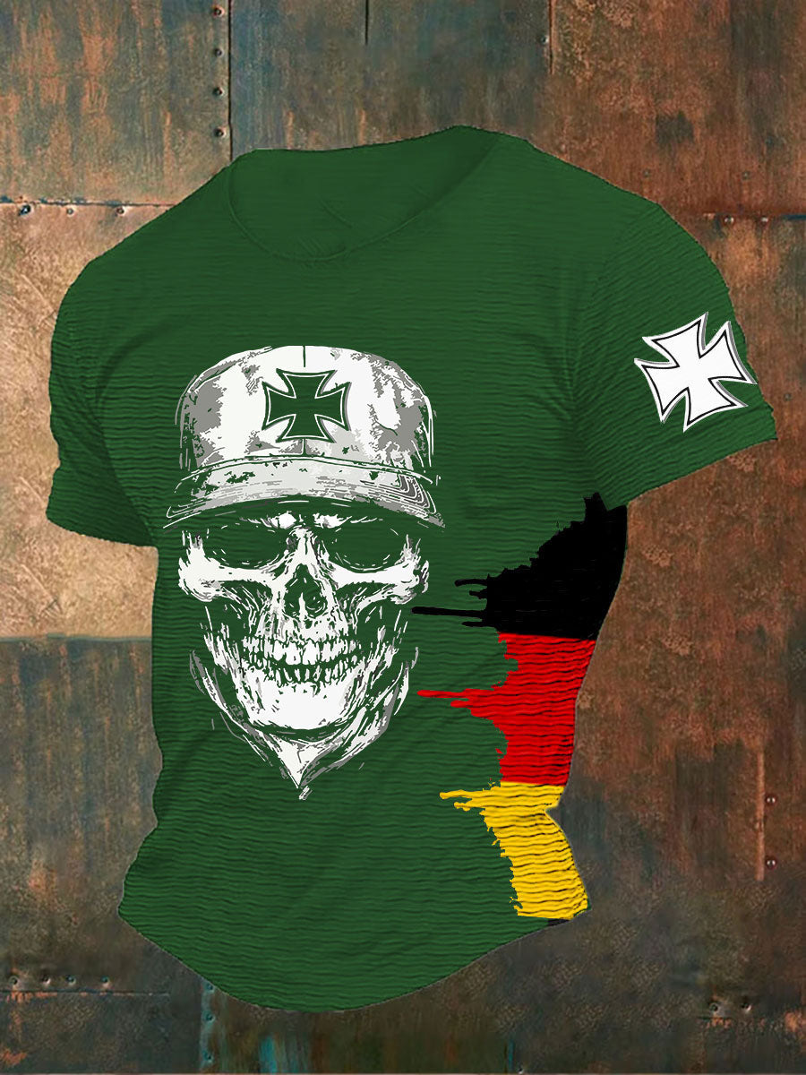 Männer Deutsches Eisernes Kreuz Schädel Print T-Shirt