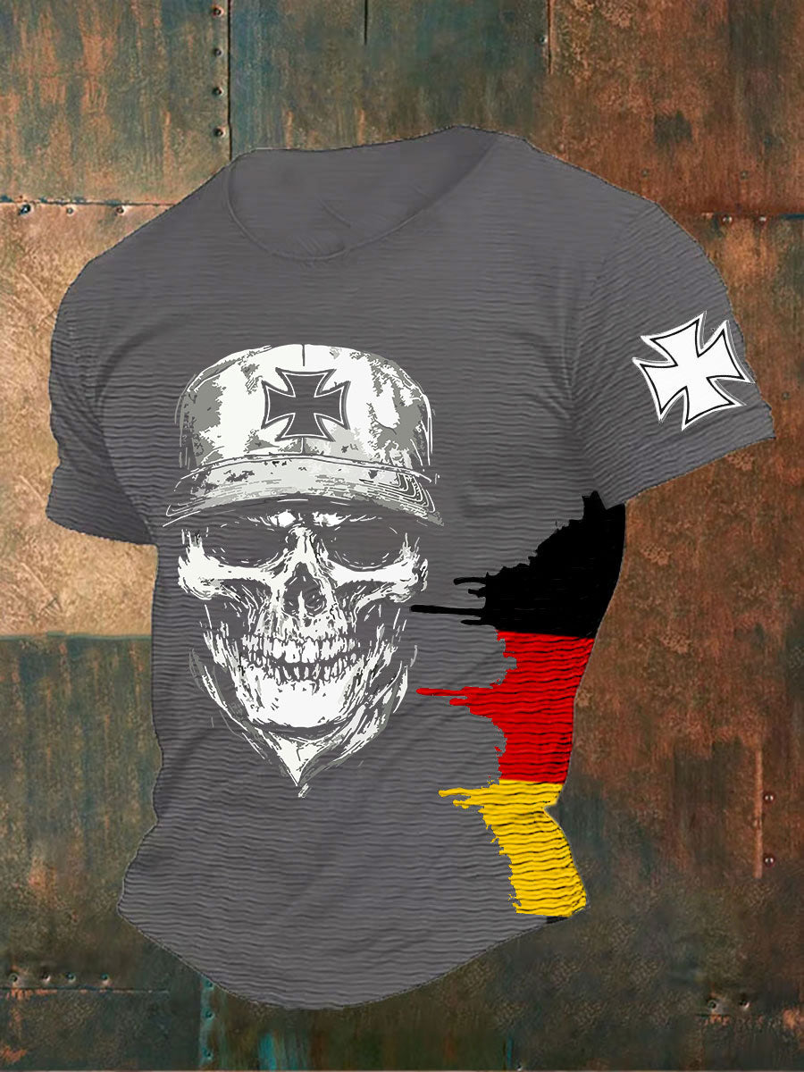 Männer Deutsches Eisernes Kreuz Schädel Print T-Shirt