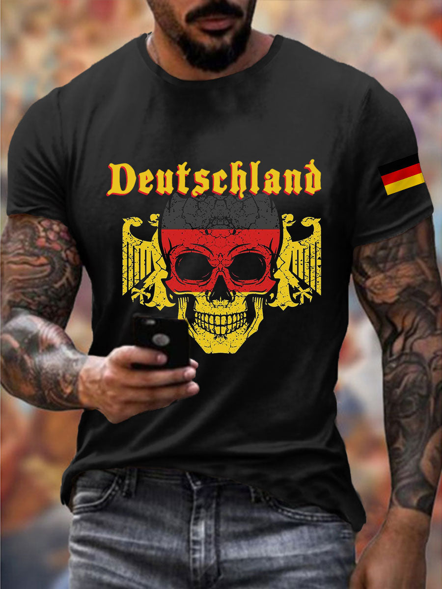 Men's Deutschland Skull Print T-shirt