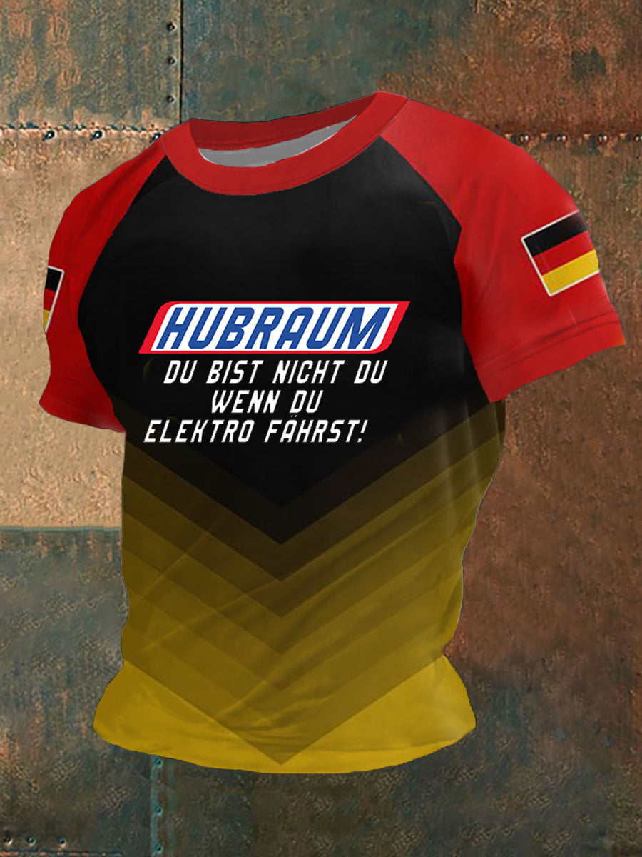 Men's Hubraum Du Bist Night Du Wenn Du Elektro Fahrs Printed Short Sleeve T-Shirt