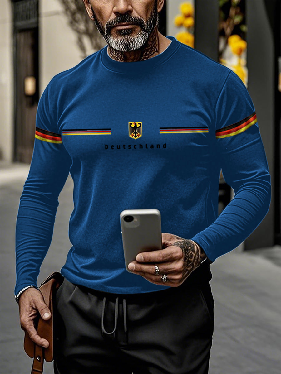 Männer Deutschland gedruckt Langarm T-Shirt