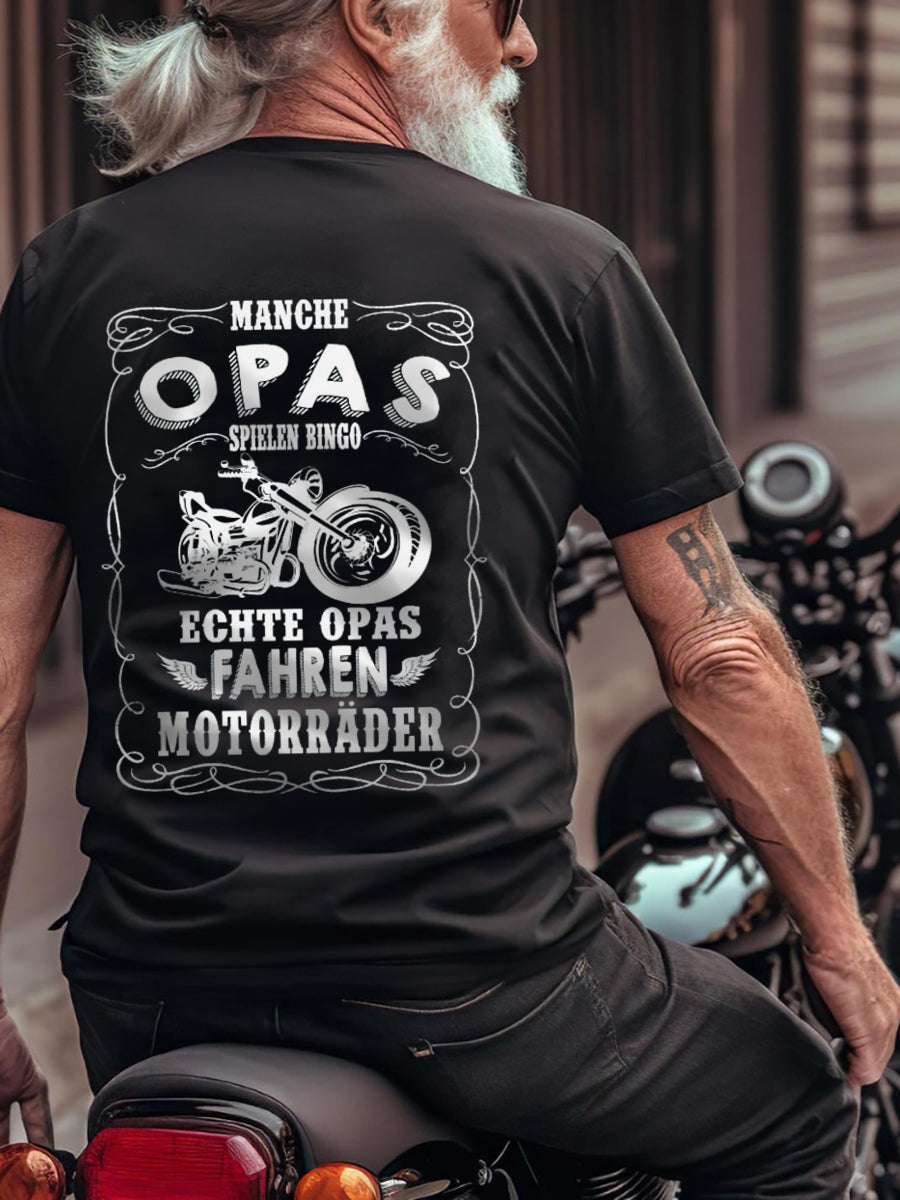 Echte Opas Fahren Motorrad bedrucktes Kurzarm-T-Shirt für Herren