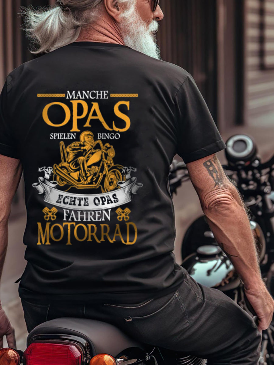 Echte Opas fahrener Motorrad bedrucktes Kurzarm-T-Shirt für Herren