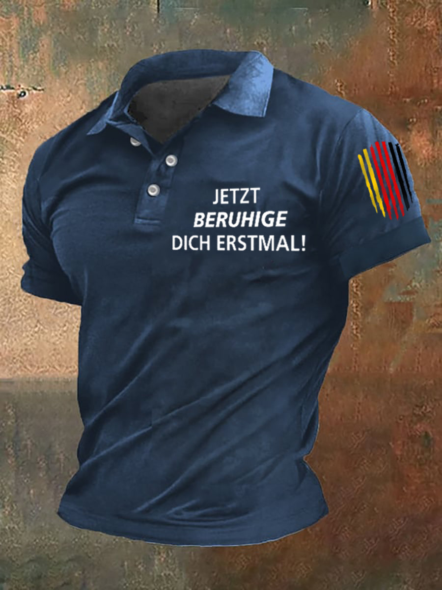 Herren-Polo-Shirt Beruhige dich bedruckt
