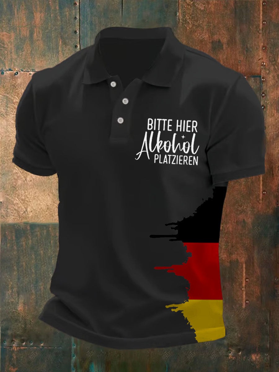 Herren Bitte Hier Alcohol Platzierten Bedrucktes POLO Shirt