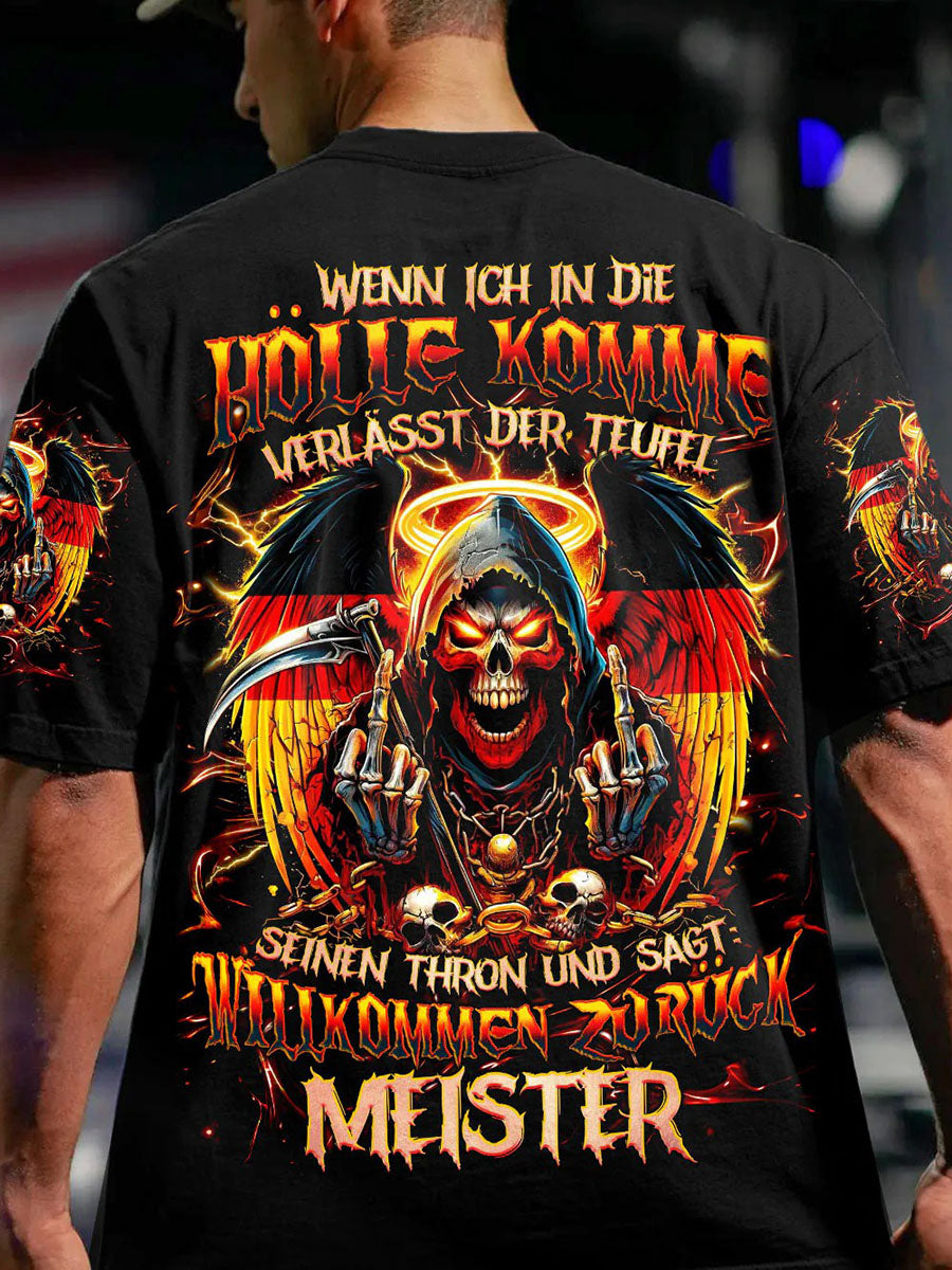 Herren WENN ICH IN DIE HÖLLE KOMME VOLL STÄNDIGER DRUCK Bedrucktes T-Shirt