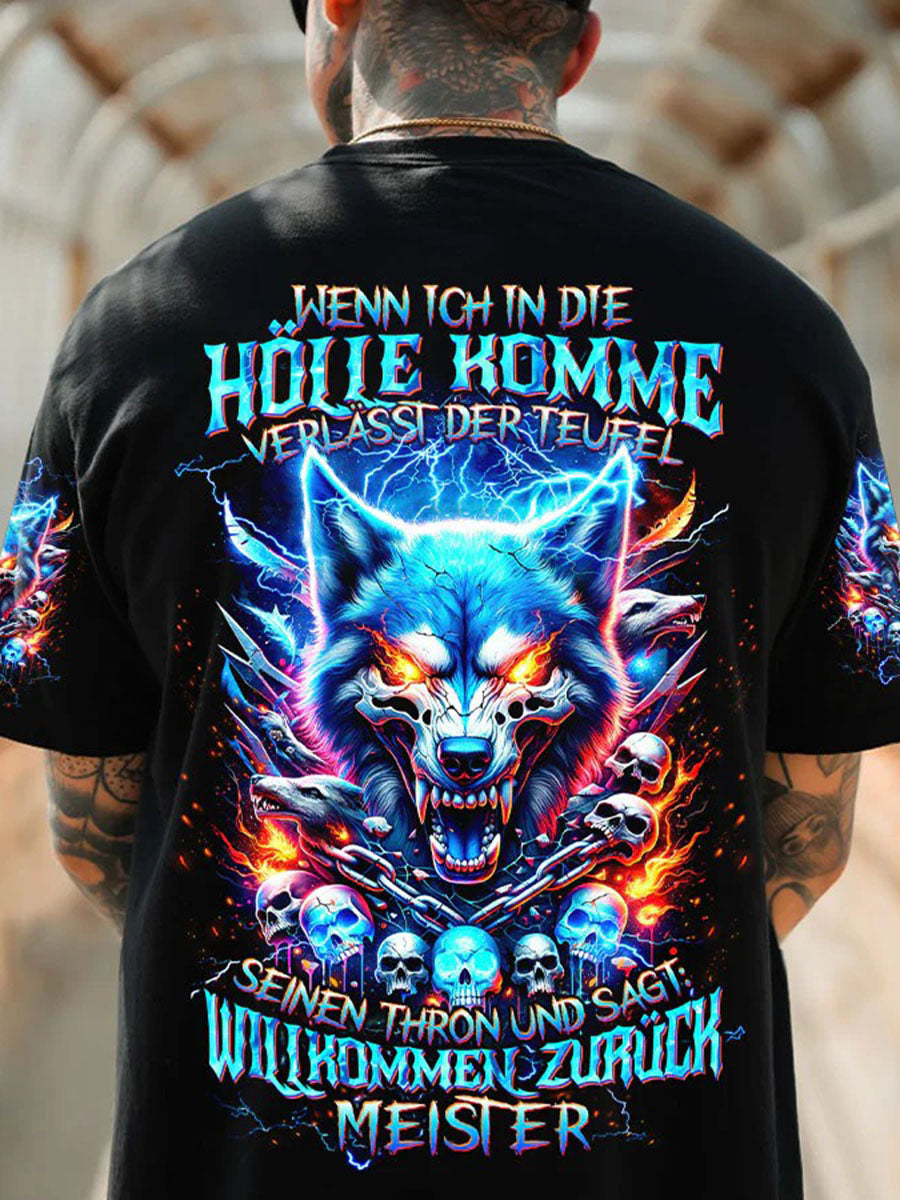 Herren WENN ICH IN DIE HÖLLE KOMME VOLL STÄNDIGER DRUCK Bedrucktes T-Shirt