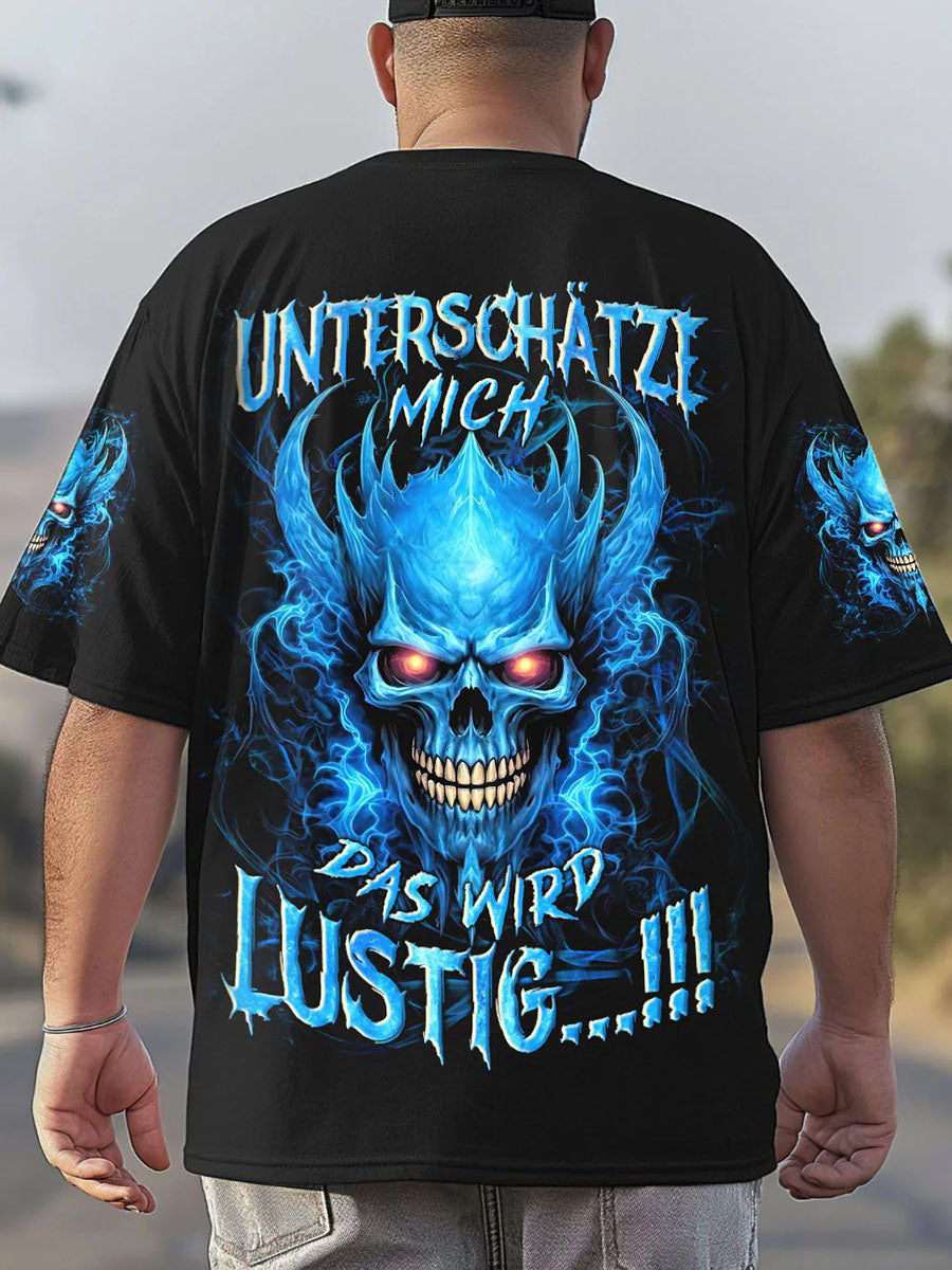 Herren UNTERSCHÄTZE MICH DAS WIRD LUSTIG VOLLSTÄNDIGER DRUCK Bedrucktes T-Shirt