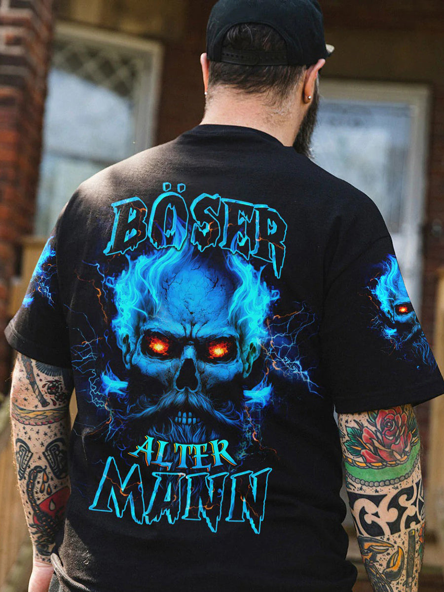 Herren BÖSER ALTER MANN VOLLSTÄNDIGER DRUCK Bedrucktes T-Shirt