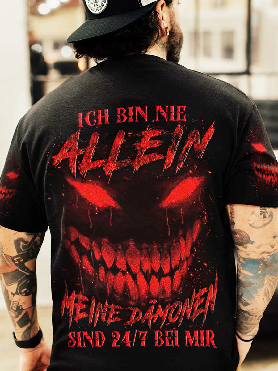 Herren ICH BIN NIE ALLEIN VOLL STÄN DIGER DRUCK Bedrucktes T-Shirt