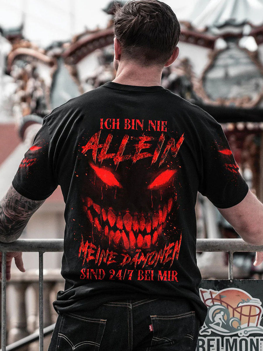 Herren ICH BIN NIE ALLEIN VOLL STÄN DIGER DRUCK Bedrucktes T-Shirt