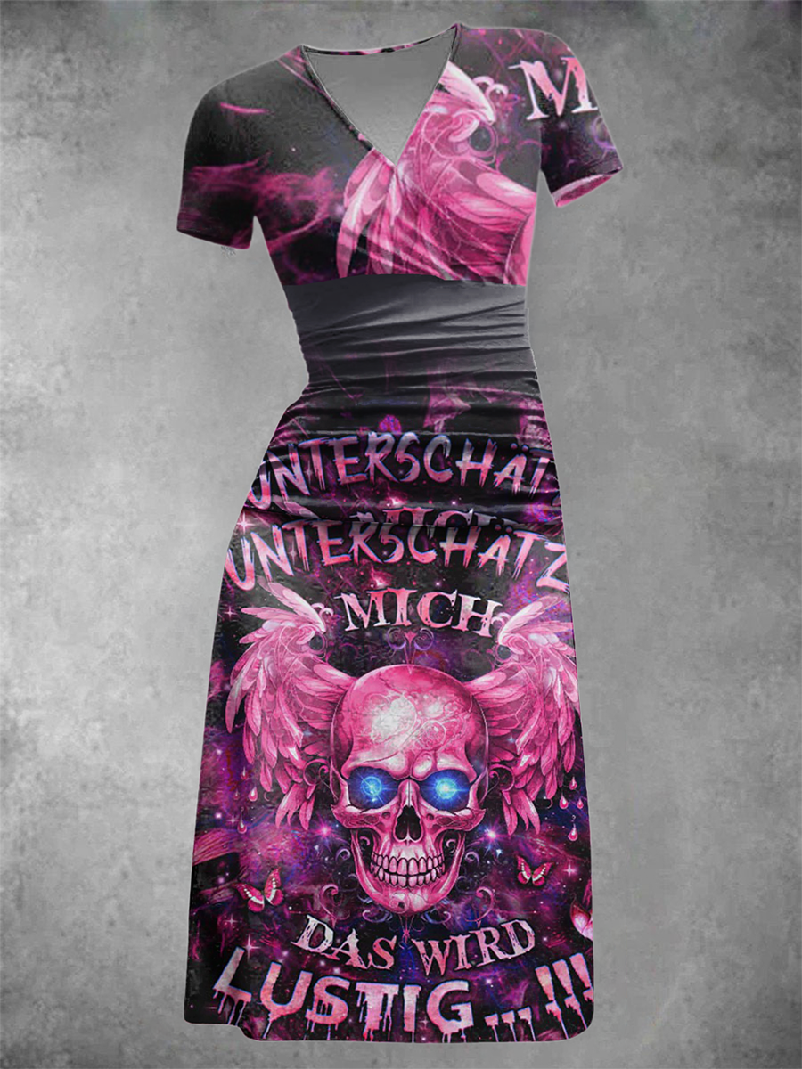 Damen UNTERSCHÄTZE MICH DAS WIRD LUSTIG Bedrucktes Kleid