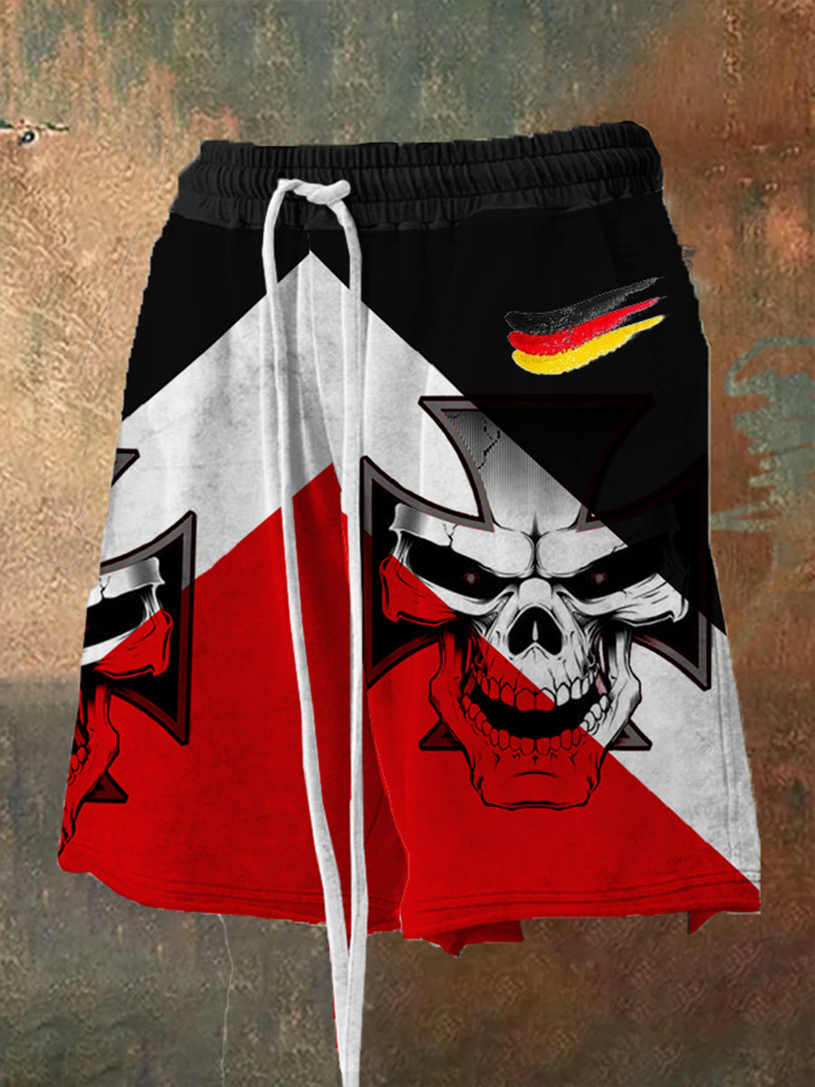 Herren Eisernes Kreuz Schädel druck Lässige kurze Hosen