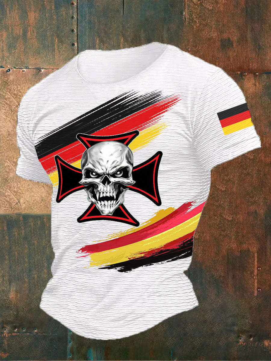 Männer Eisernes Kreuz Schädel bedrucktes T-Shirt