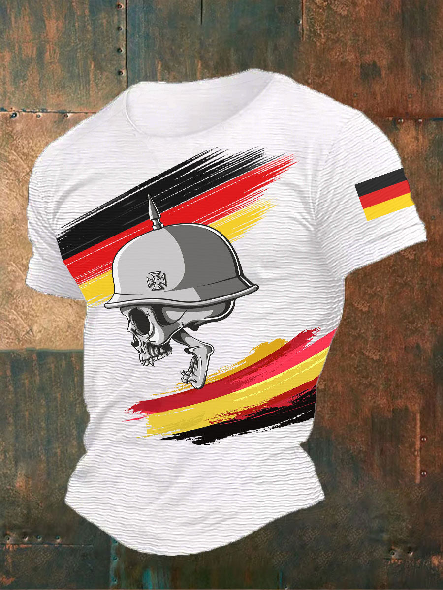Männer Eisernes Kreuz Schädel bedrucktes T-Shirt