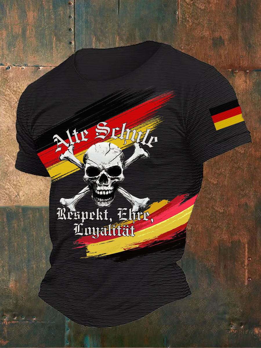 Herren Alte Schule Respekt Ehre Loyalität Bedrucktes T-Shirt
