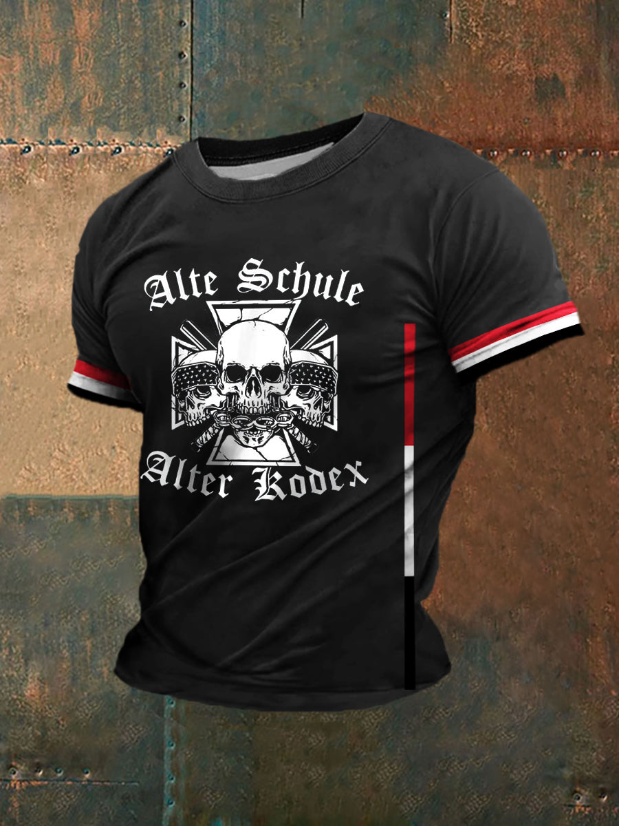 Bedrucktes Kurzarm-T-Shirt für Männer Alte Schule