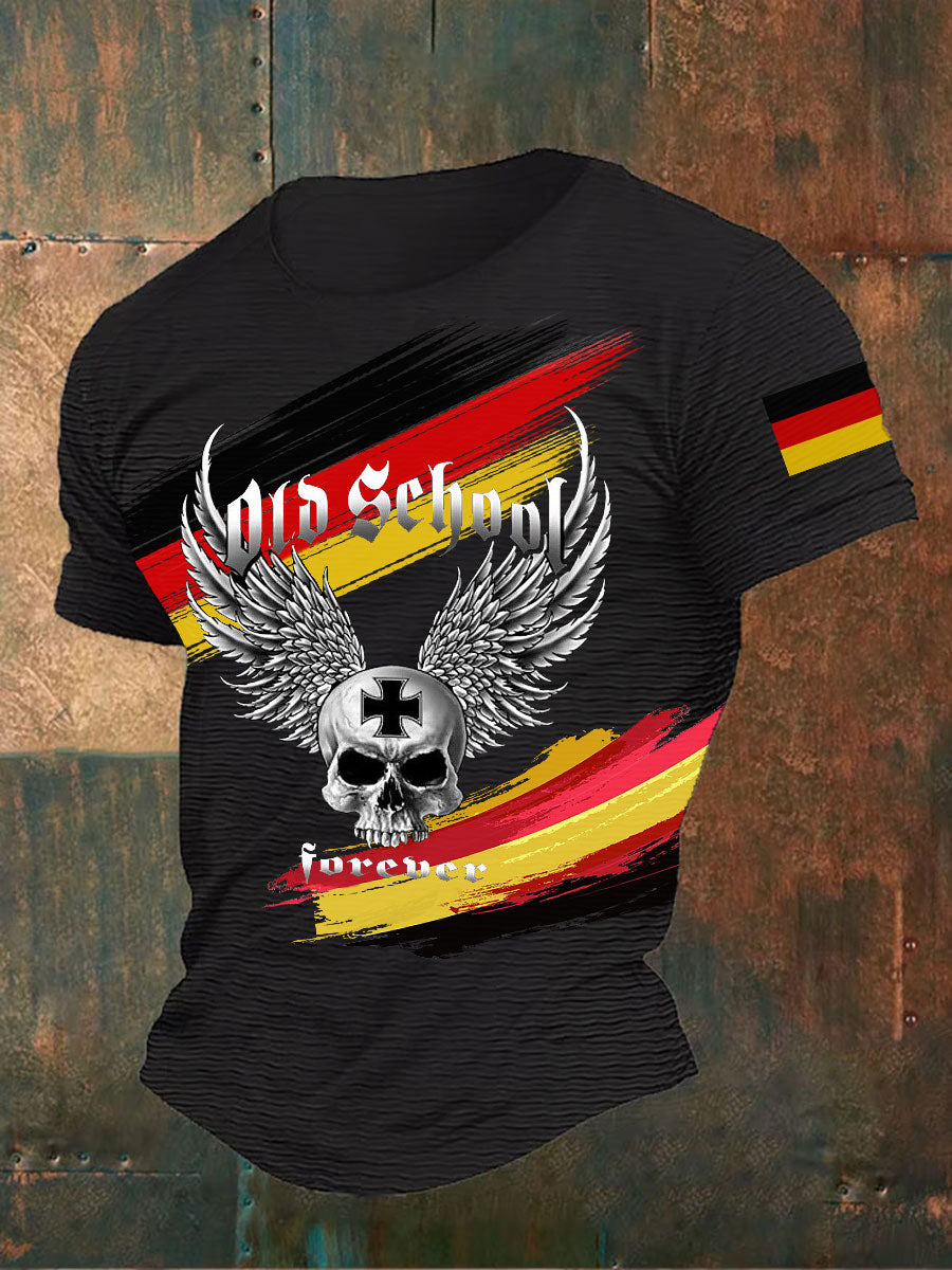 Männer Eisernes Kreuz Schädel bedrucktes T-Shirt