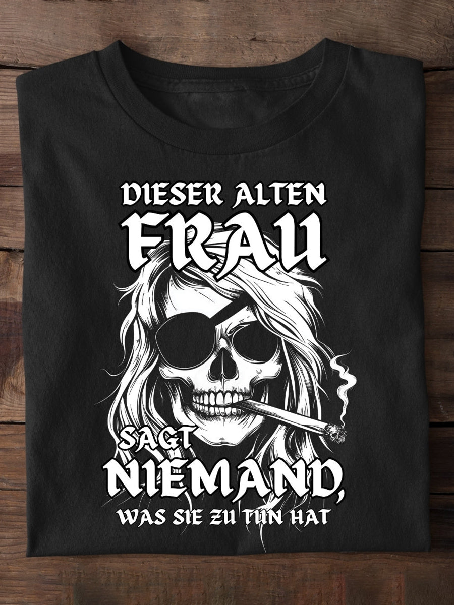 Frauen Rebellische alte Frau bedrucktes T-Shirt