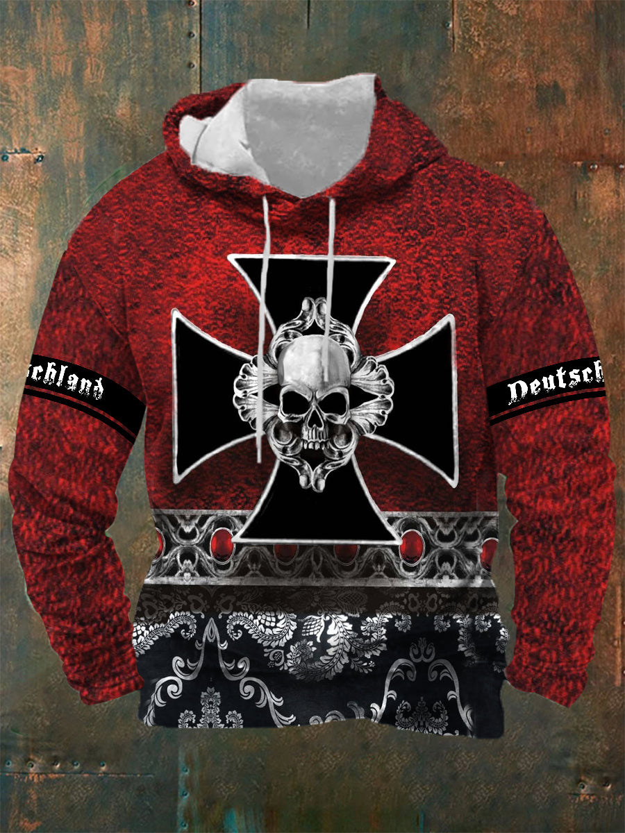 Männer Deutsches Eisernes Kreuz Schädel Print Hoodie