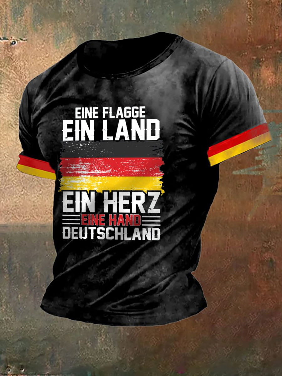 Herren Eine Flagge, ein Land, ein Herz, eine Hand bedruckte Kurzarm-T-Shirt