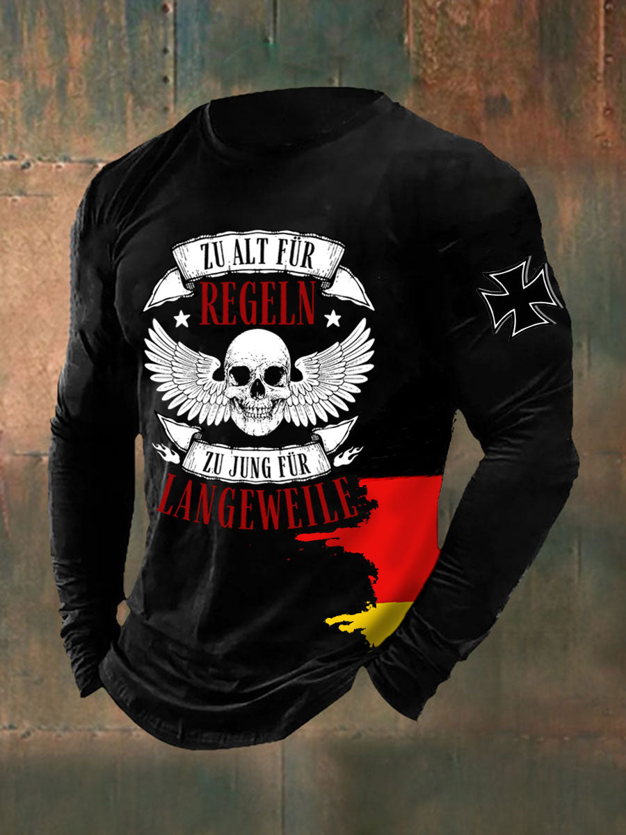 Langarm-T-Shirt für Herren Zu alt für Regeln bedruckt
