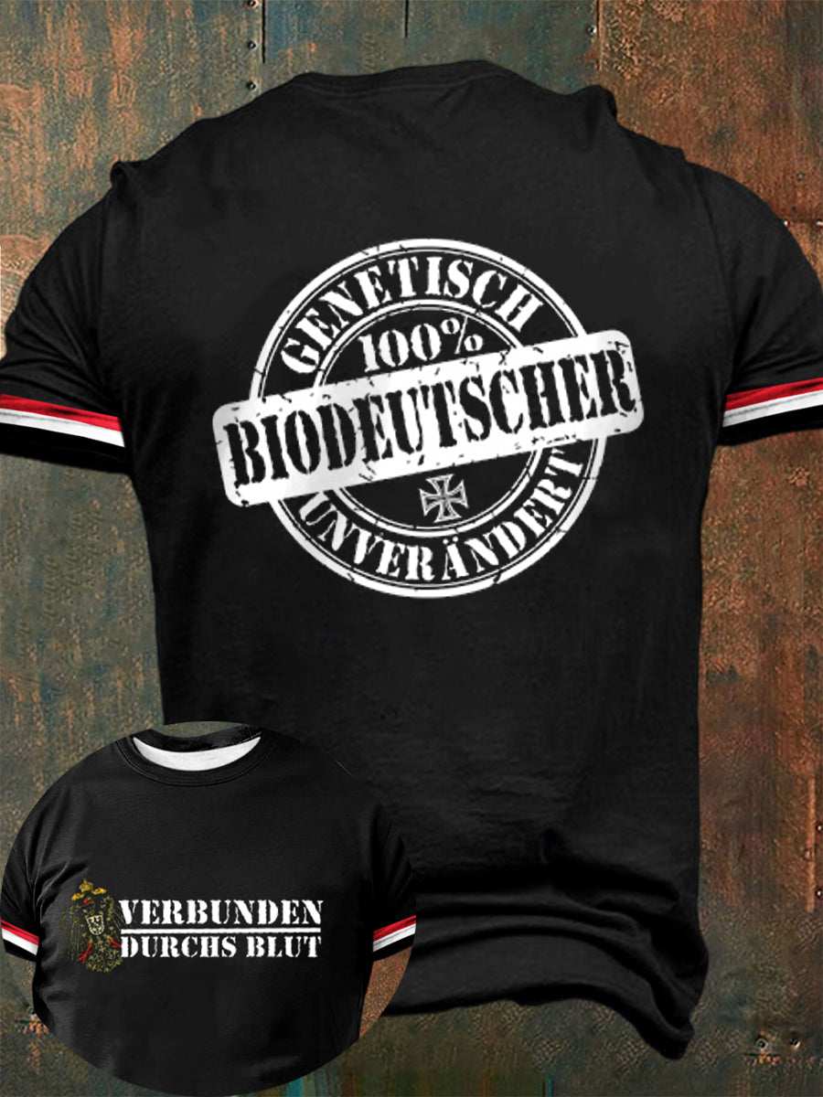 Herren BIO Deutscher - Verbunden Durchs Blut Bedrucktes Kurzarm T-Shirt