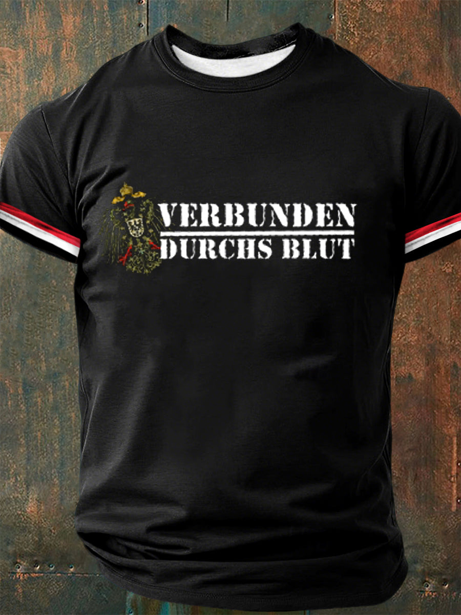 Herren BIO Deutscher - Verbunden Durchs Blut Bedrucktes Kurzarm T-Shirt