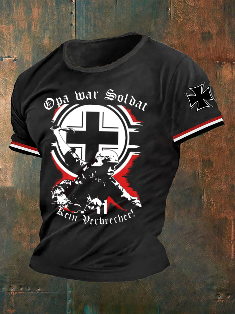 Männer Mein Opa Kriegs soldat Kein Verbrecher bedrucktes Kurzarm-T-Shirt