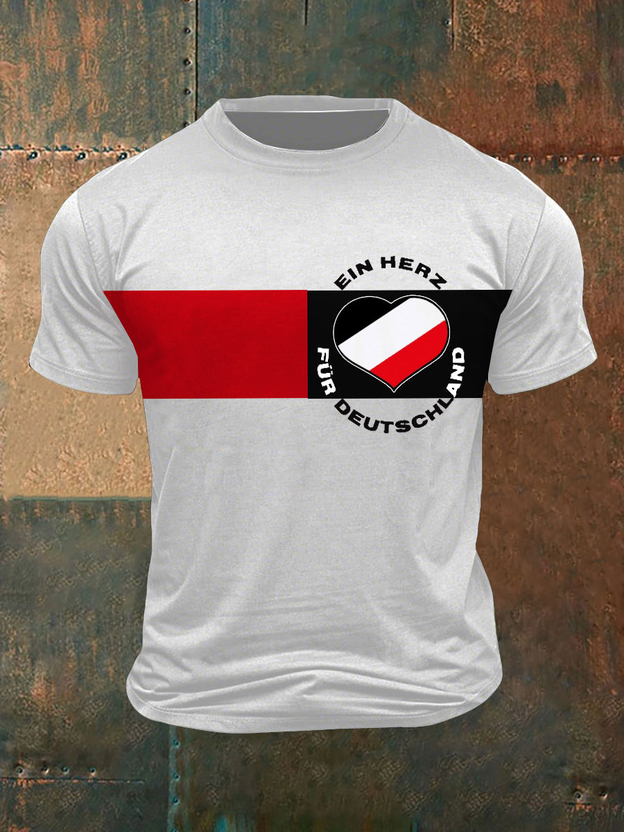 Herren Ein Herz für Deutschland bedrucktes Kurzarm-T-Shirt