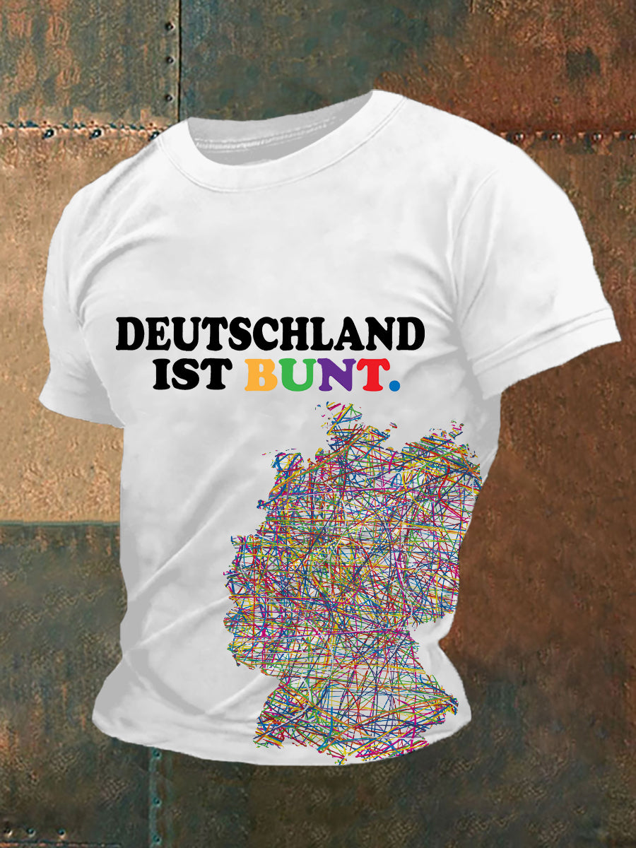 Männer Deutschland Ist Bunt bedrucktes Kurzarm-T-Shirt