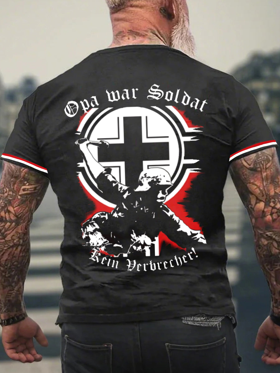 Opa War Soldat Kein Verbrecher Bedrucktes Kurzarm-T-Shirt für Männer