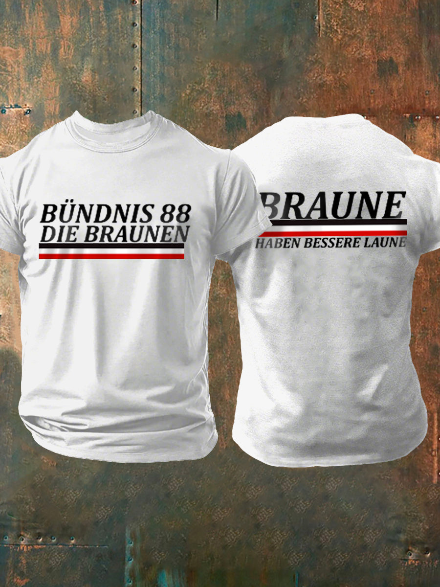 Kurz ärmel iges T-Shirt für Herren ohne Sonne braun bedruckt