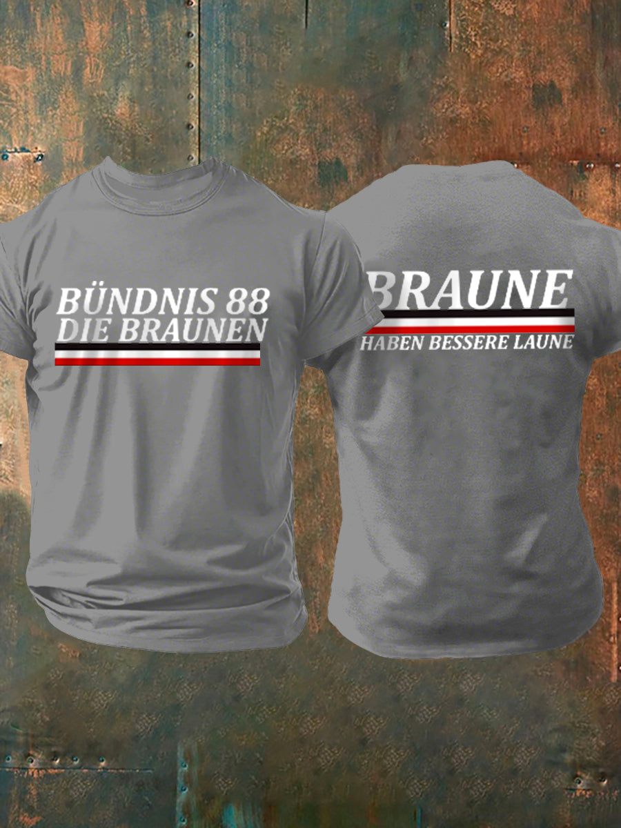 Kurz ärmel iges T-Shirt für Herren ohne Sonne braun bedruckt