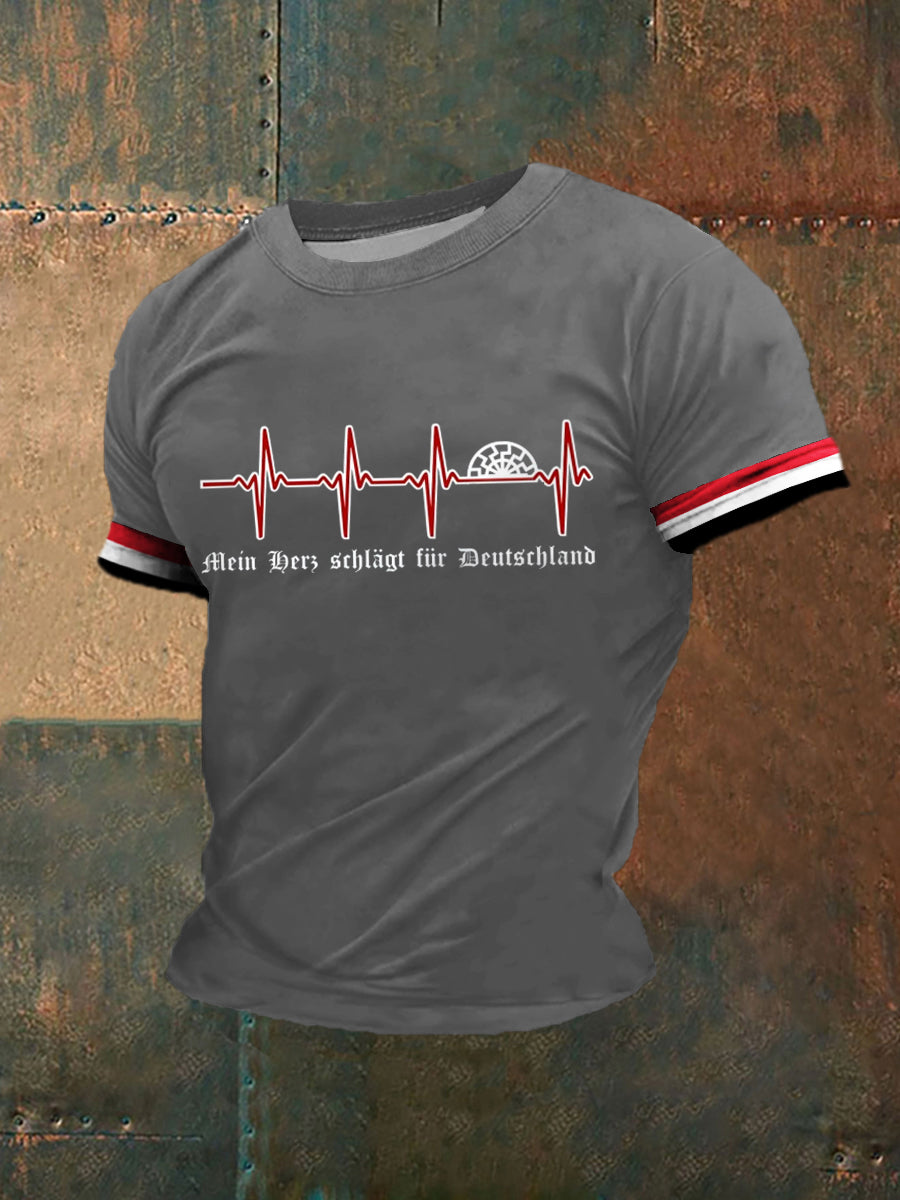 Herren Mein Herz schlägt für Deutschland bedrucktes Kurzarm-T-Shirt