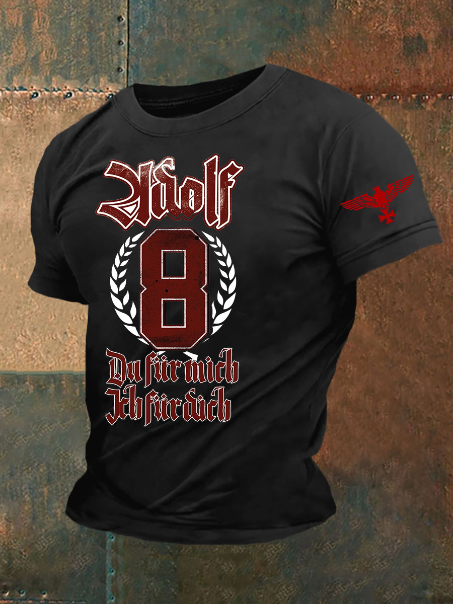 Herren Adolf Du Für Mich Ich Für Dich Bedrucktes Kurzarm-T-Shirt