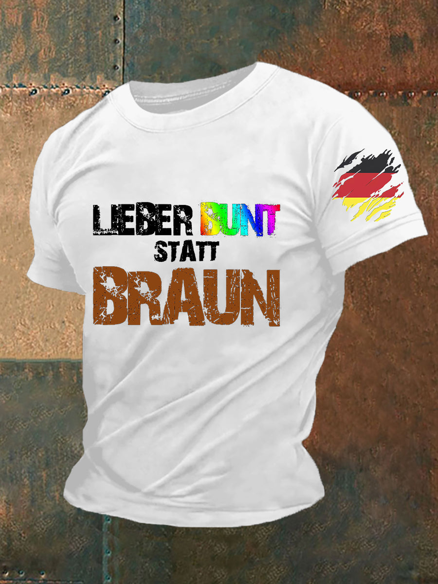 Herren Lieber Bunt Statt Braun Bedrucktes Kurzarm-T-Shirt