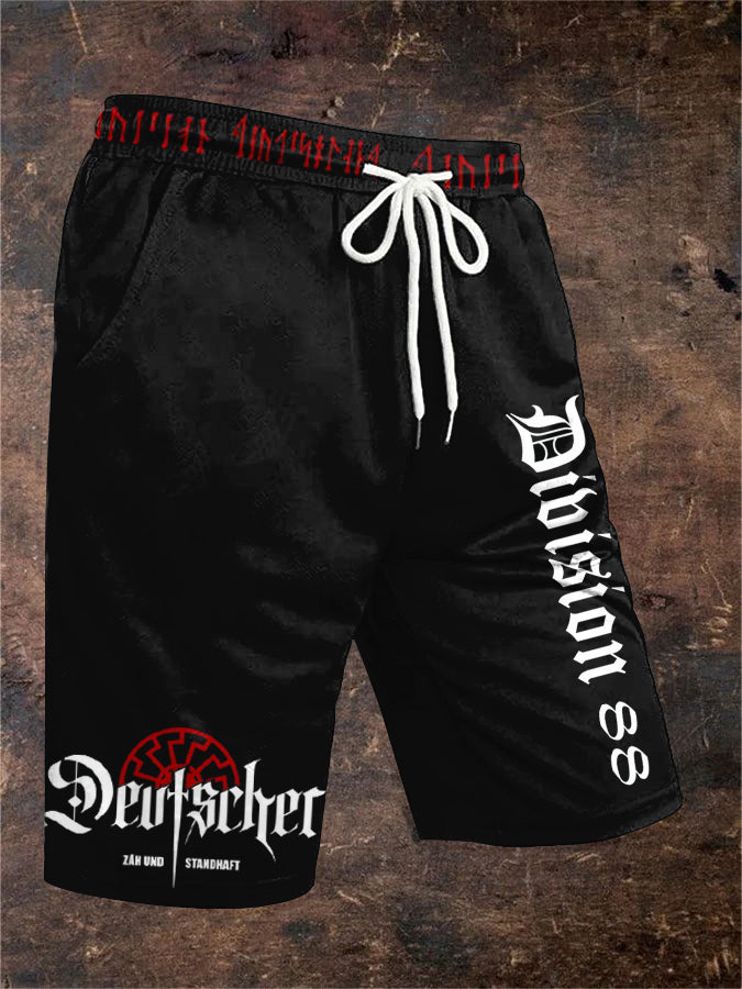 Herren Shorts mit Deutschem Zäh-und Standhaft-Print