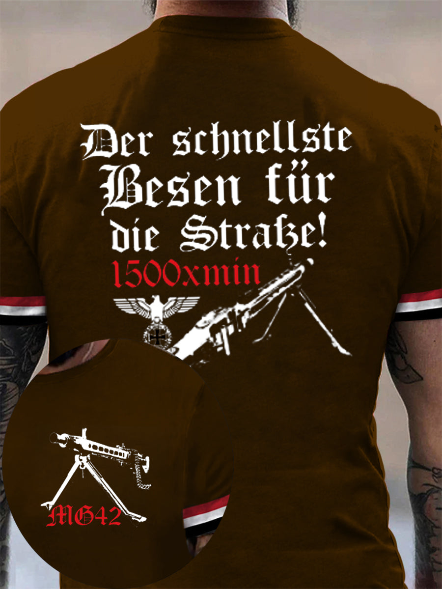 MG42 Maschinen gewehr bedrucktes Kurzarm-T-Shirt für Männer